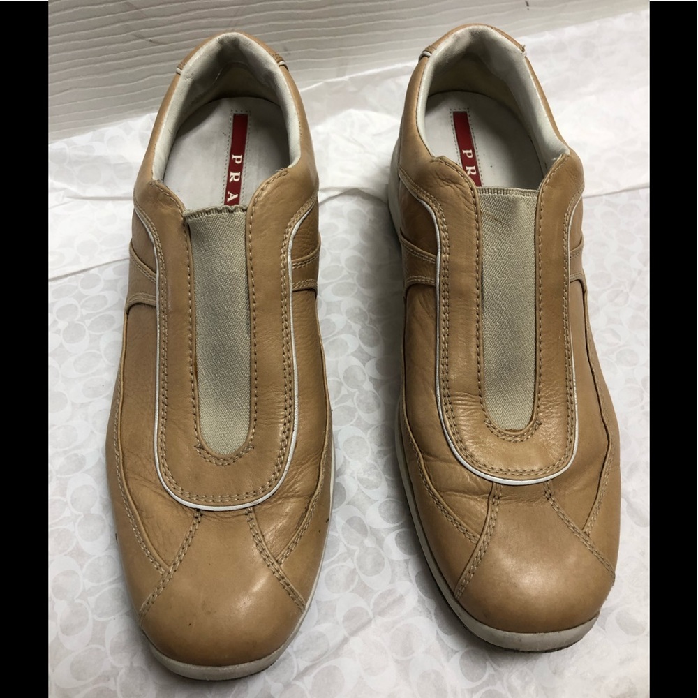 Prada tan beige leather shoes sz 6.5